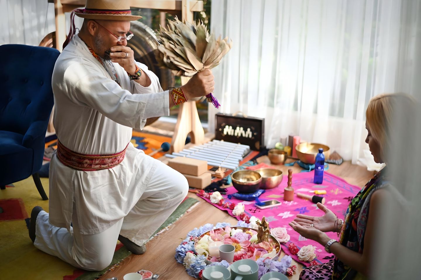 A shamanic ceremony at the House of Devi studio