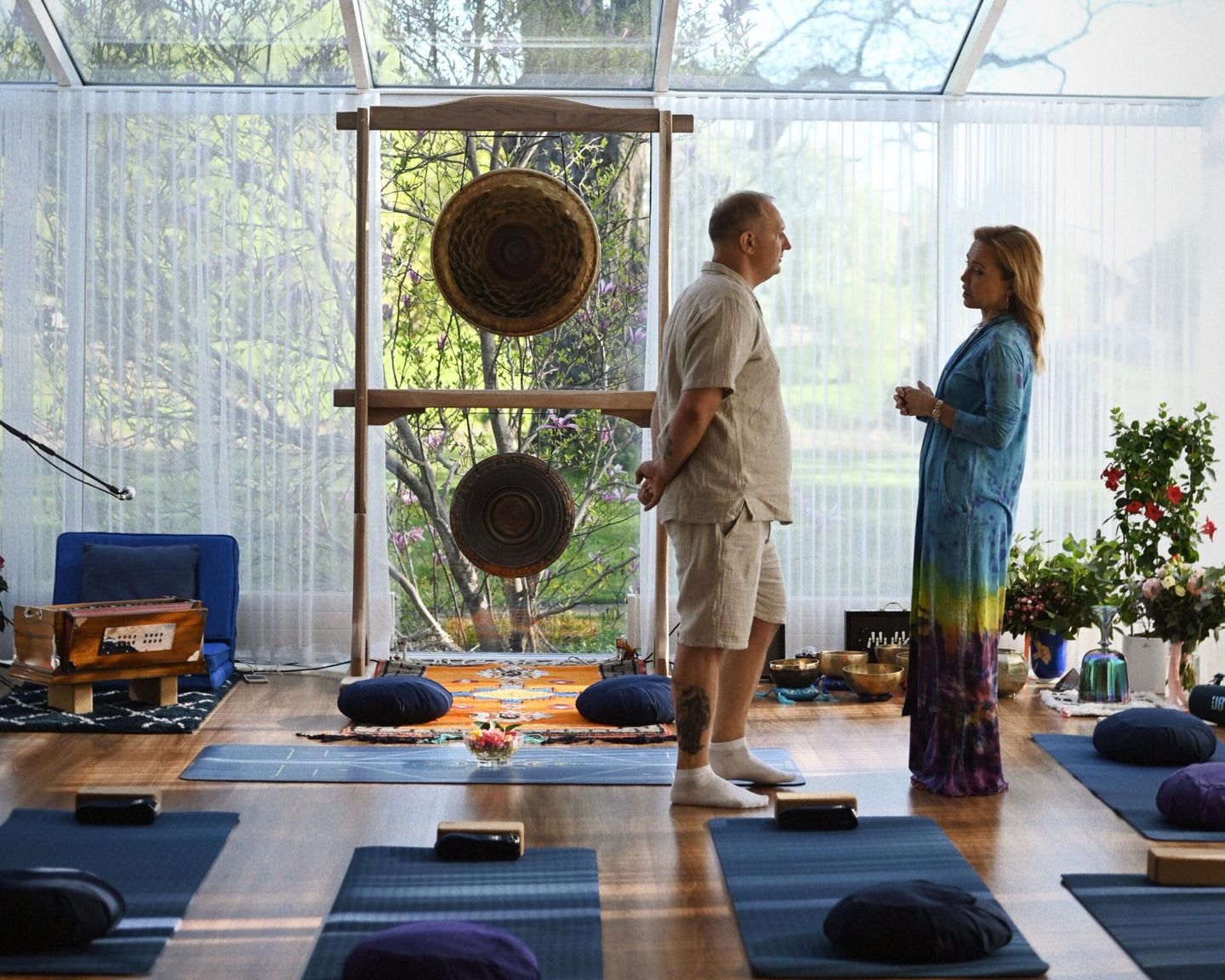 A session with the gongs at the House of Devi studio